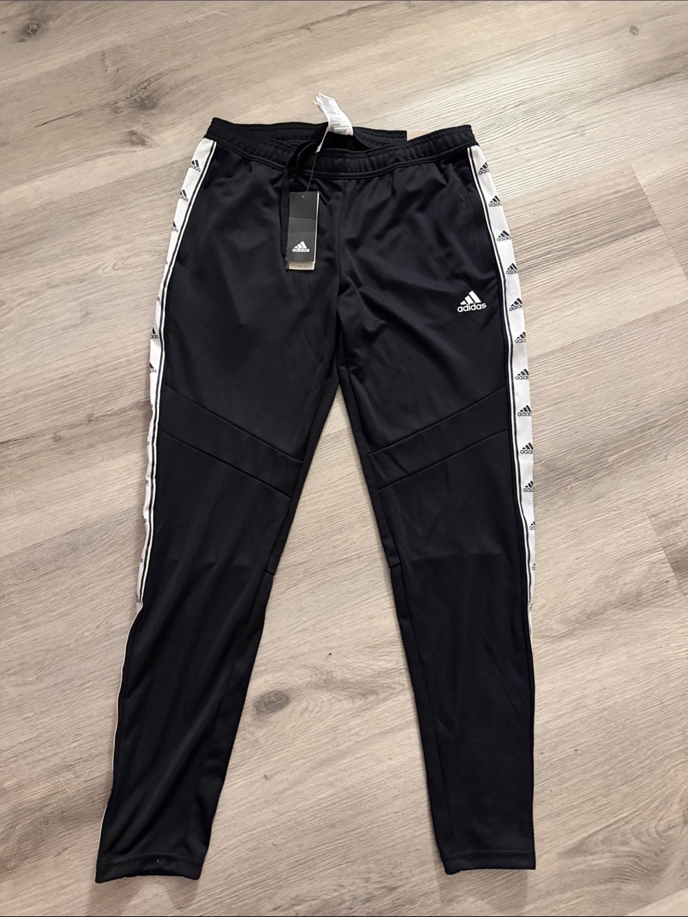 adidas Black Jogger Pants with White Logo Tape